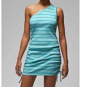 Nike Jordan Blue Striped One Shoulder Mini Dress Athletic Streetwear Medium